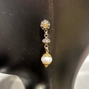 Chic Silver and Gold Pearl Drop Earrings